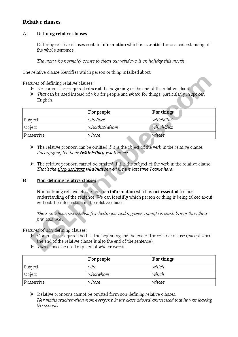 Relative Clauses FCE worksheet