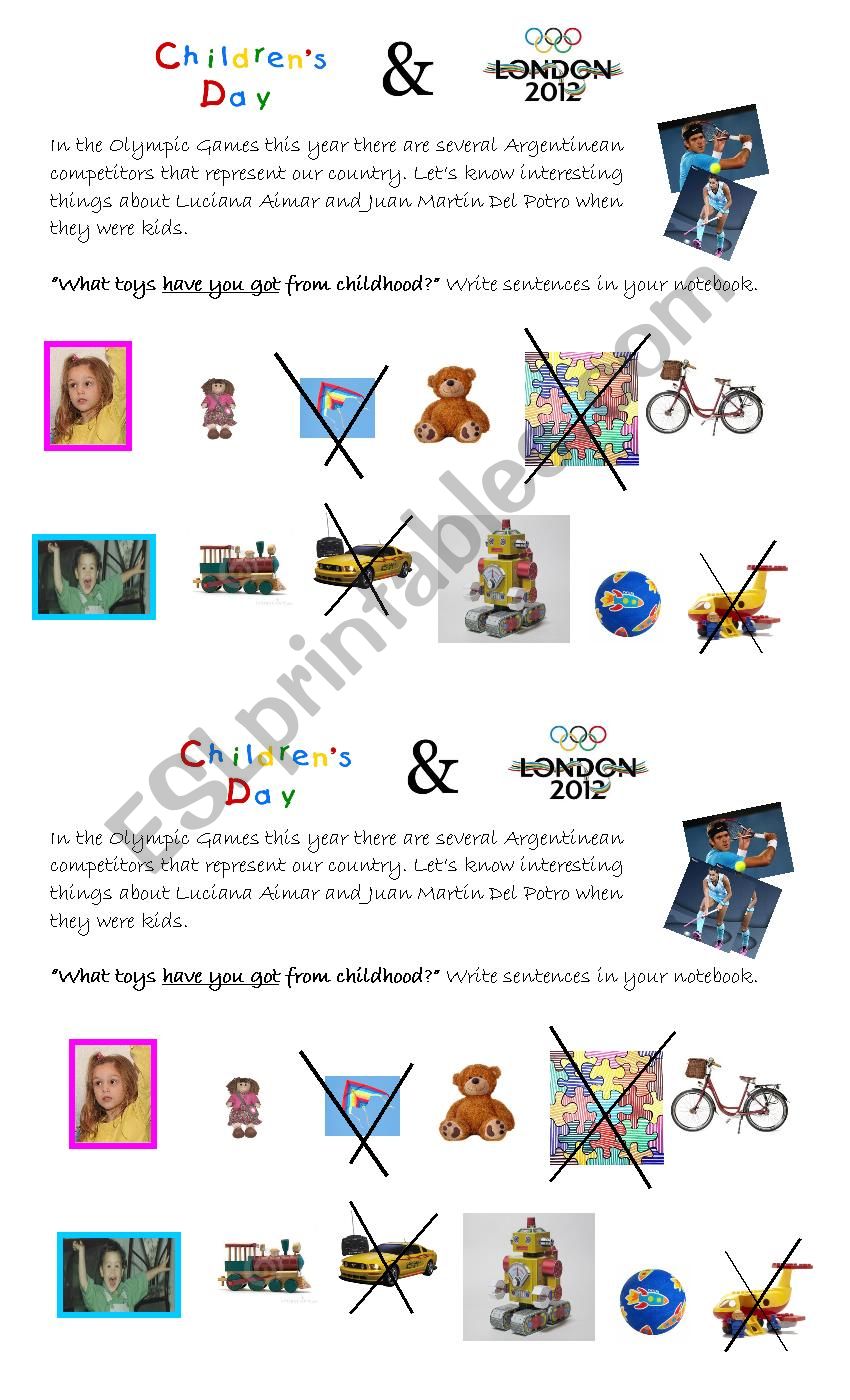 Olympic Games and toys worksheet