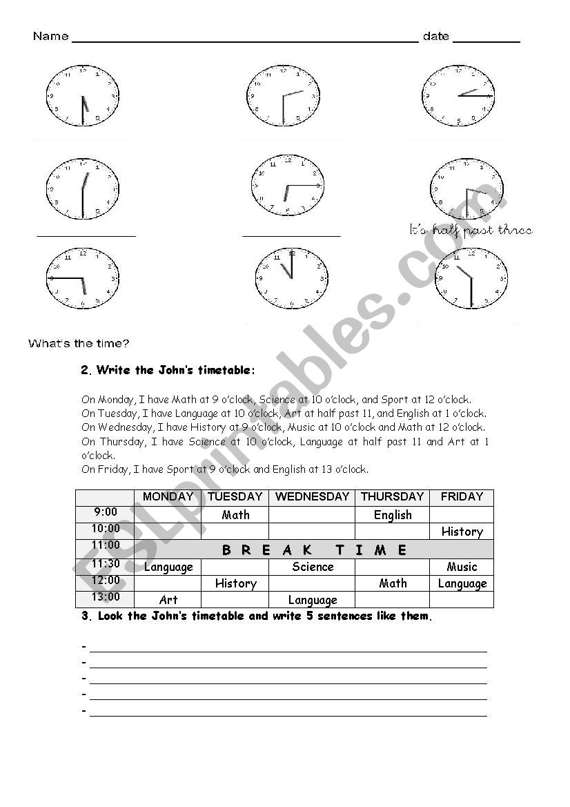 Time worksheet