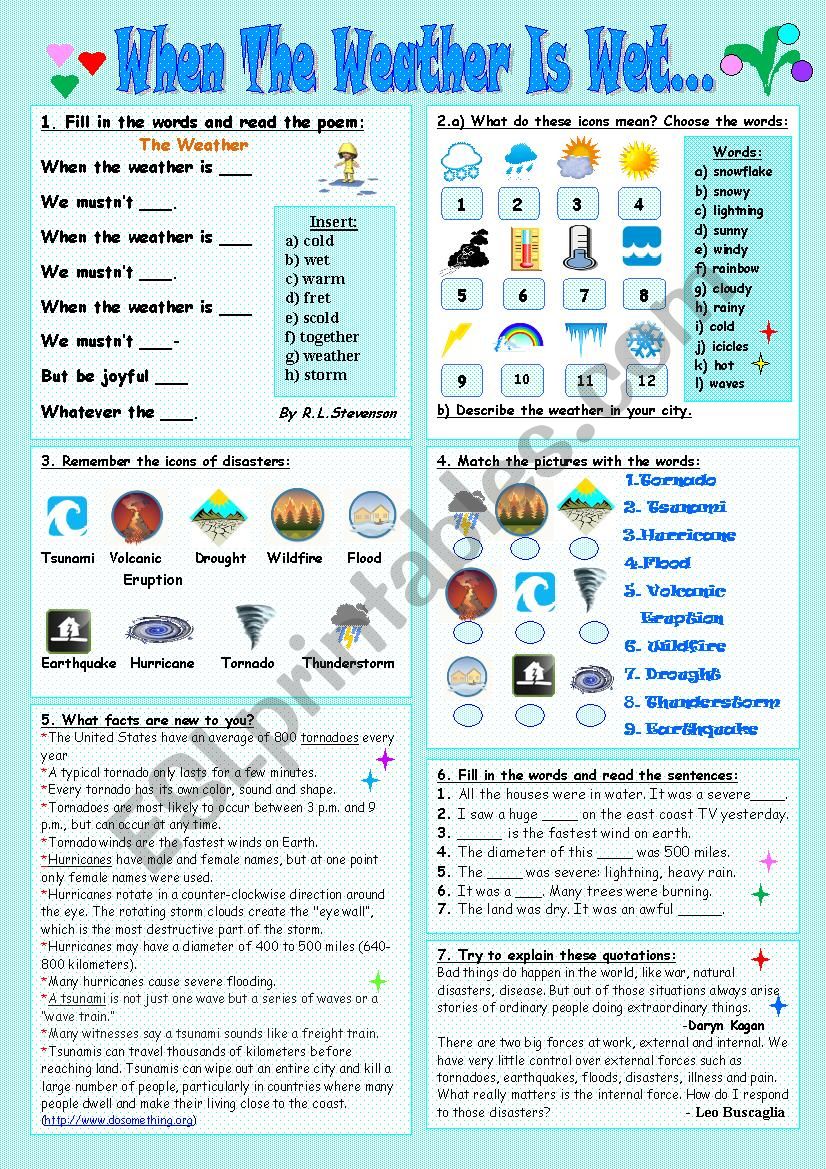 When the weather is wet... worksheet