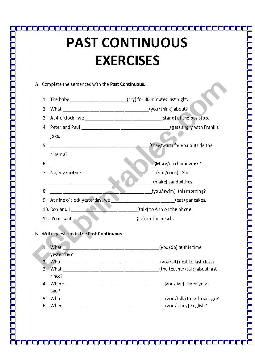 Past Continuous worksheet