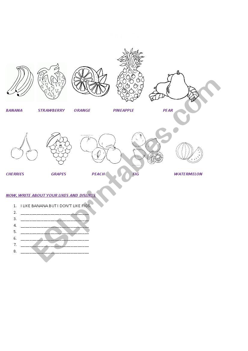 fruits worksheet