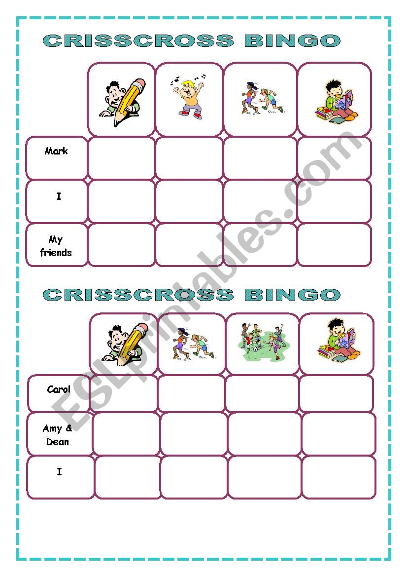 CRISSCROSS BINGO worksheet