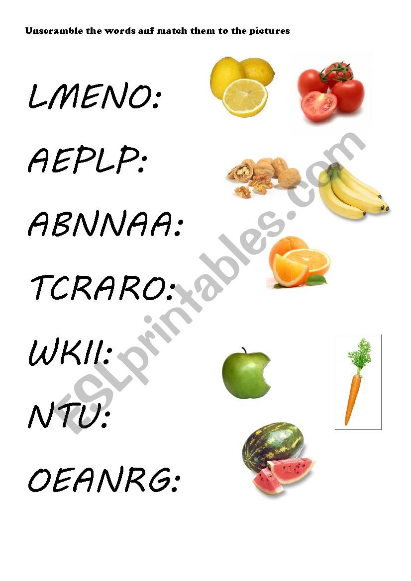 Fruits worksheet