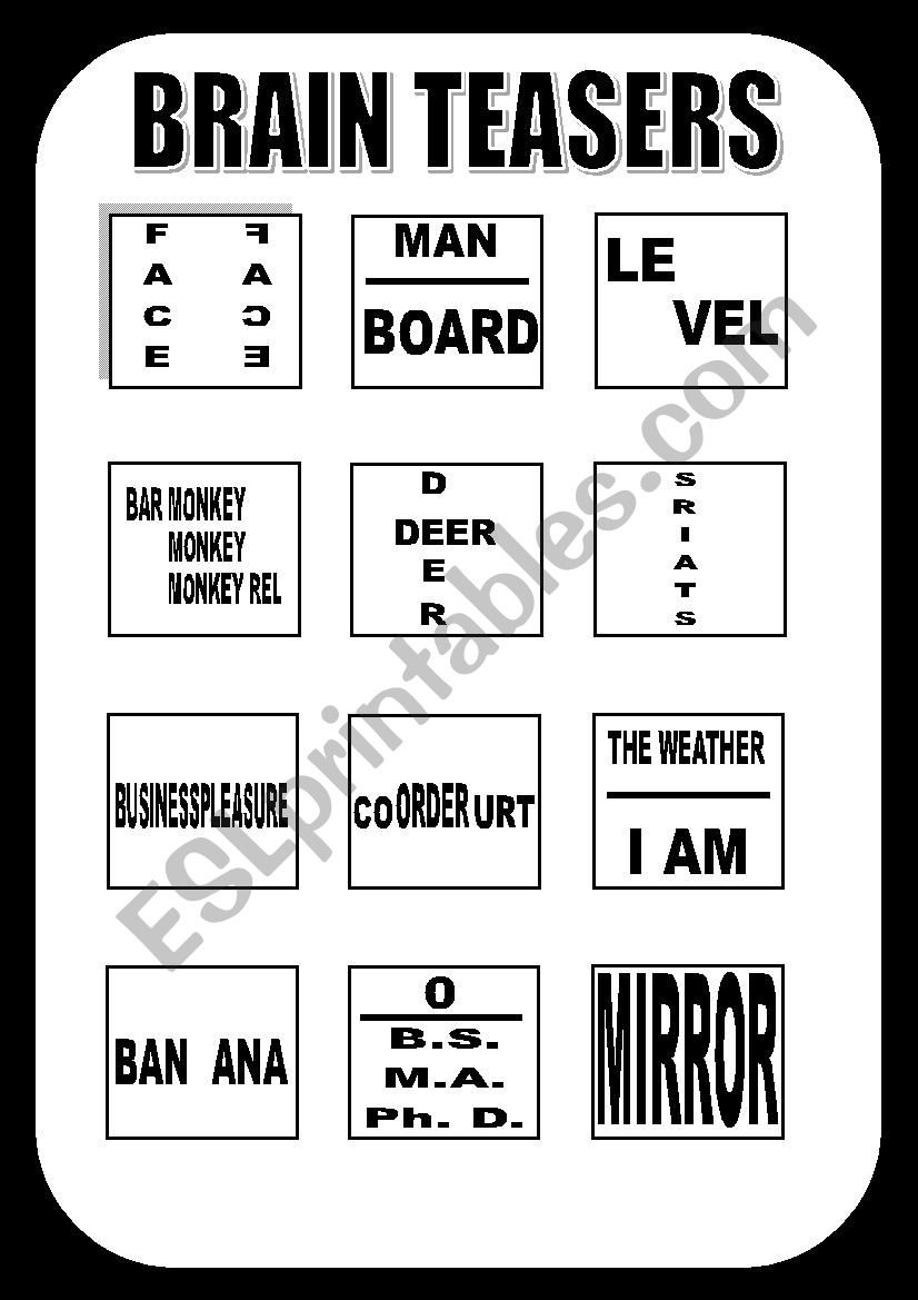 Brain Teasers ESL Worksheet By Marlon Arana