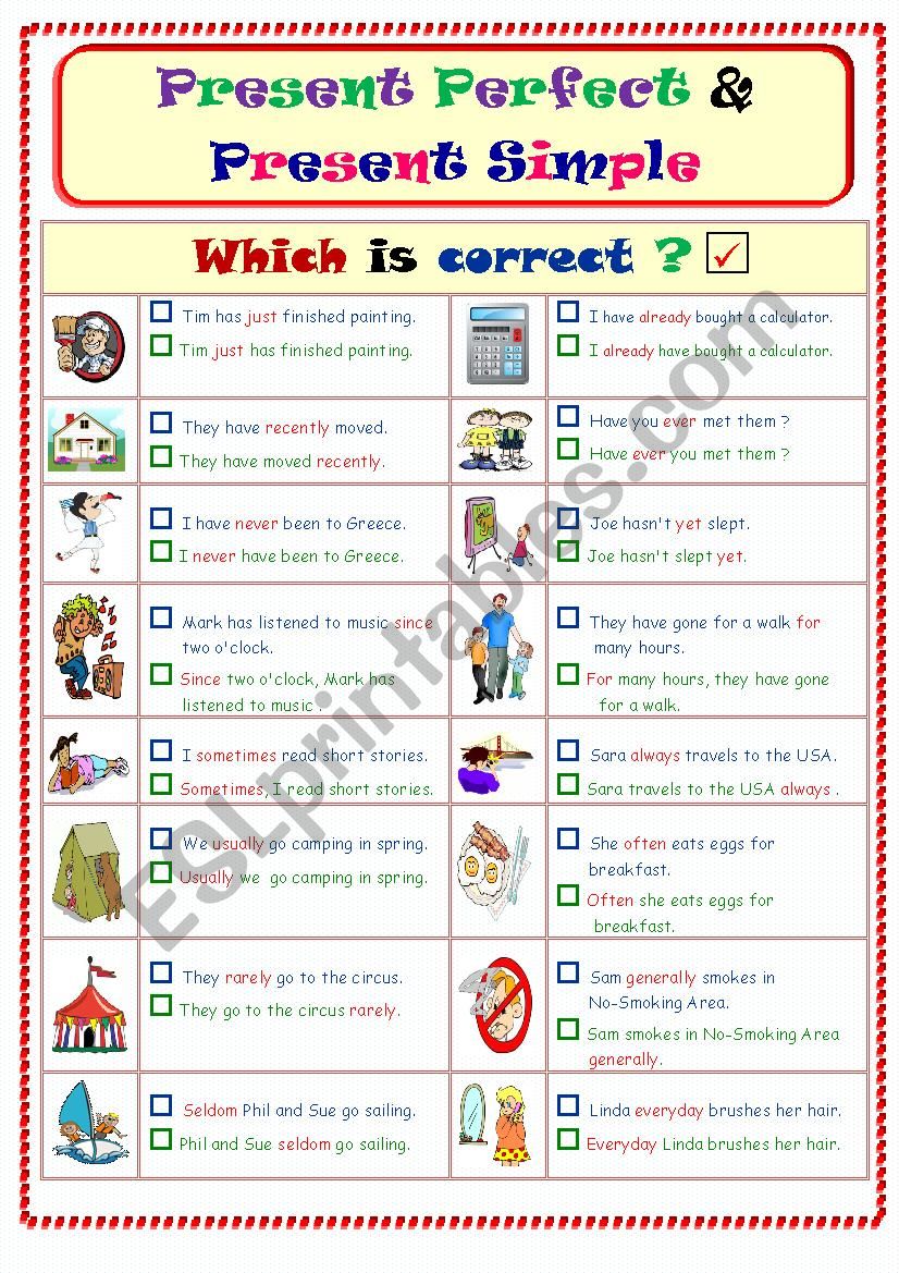 Present Perfect & Simple worksheet