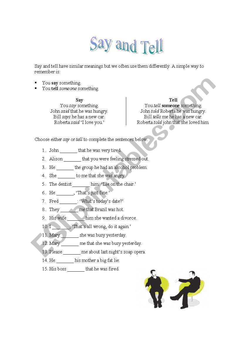 Say and Tell worksheet