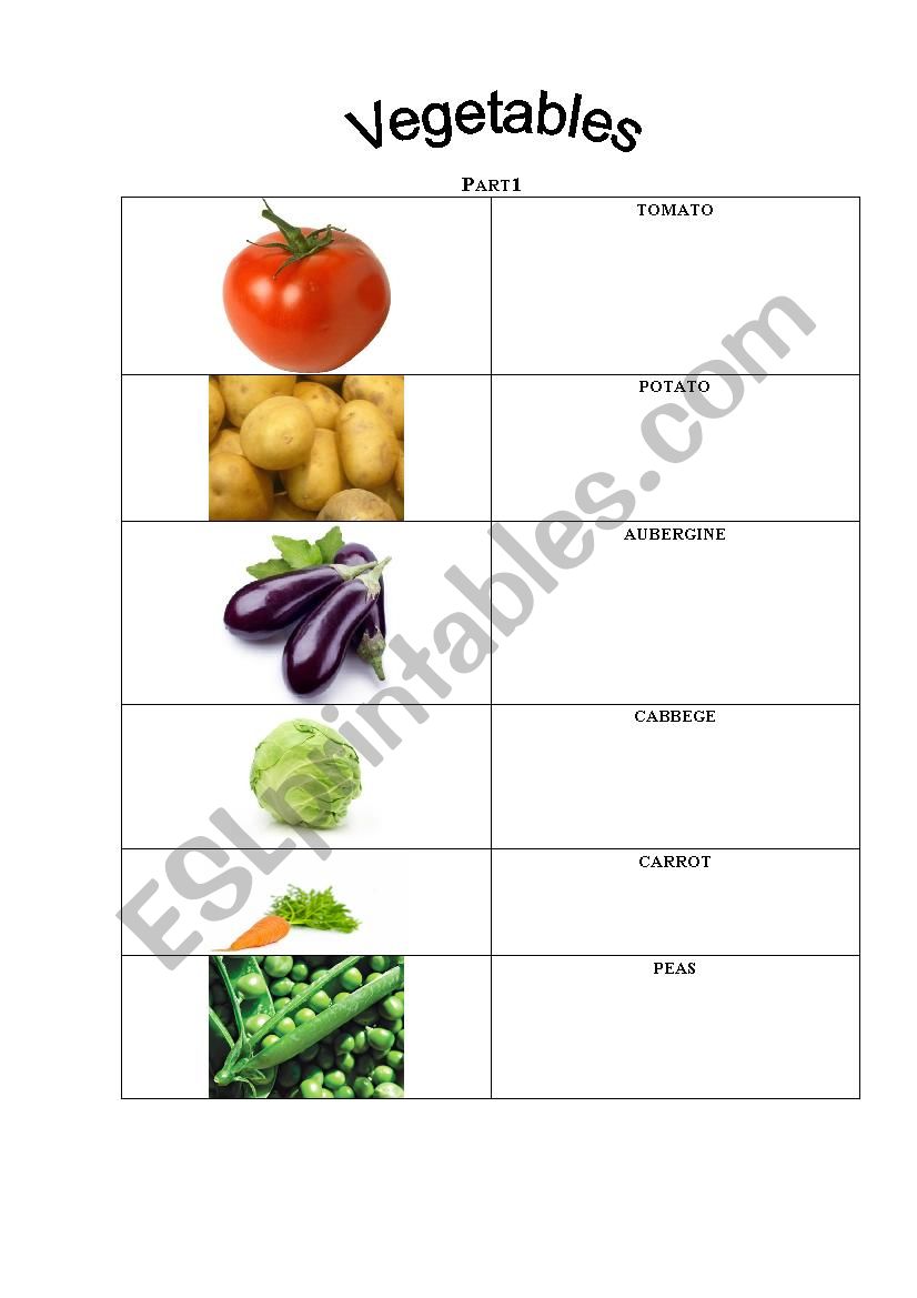 vegetable worksheet