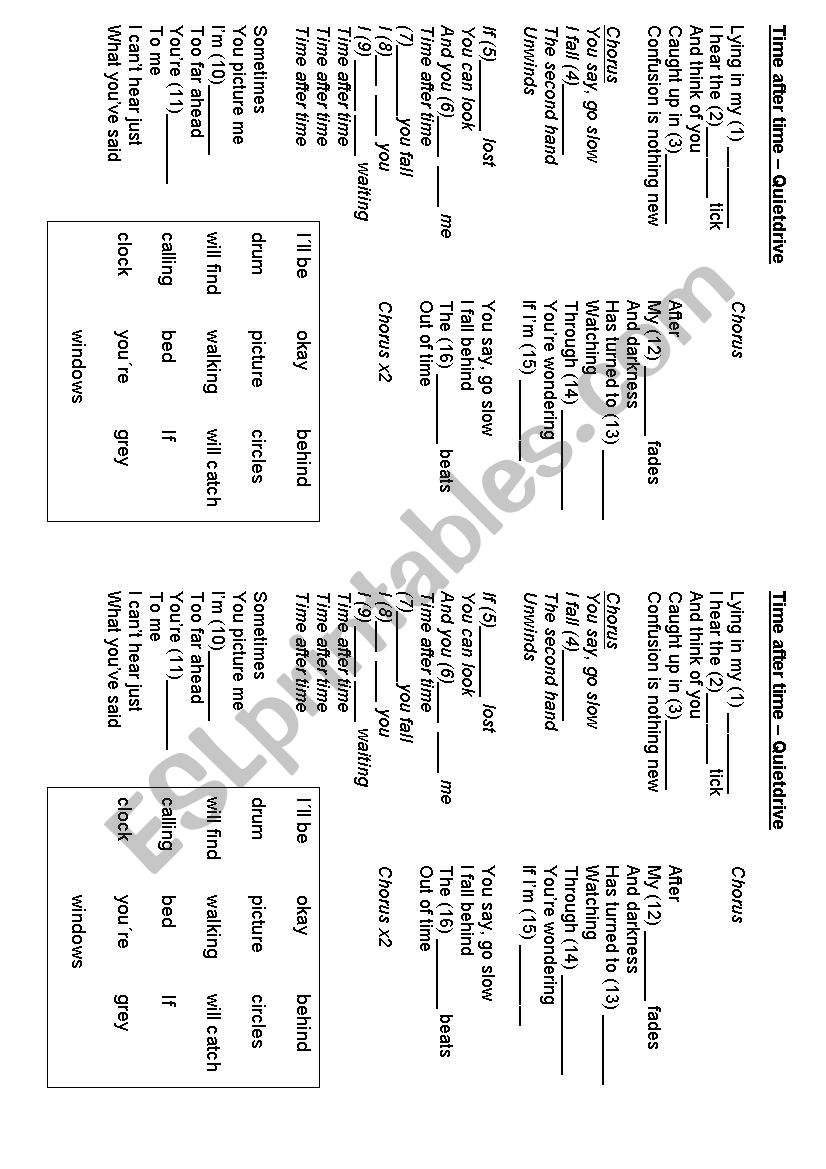 Time after time song gapfill - first conditional