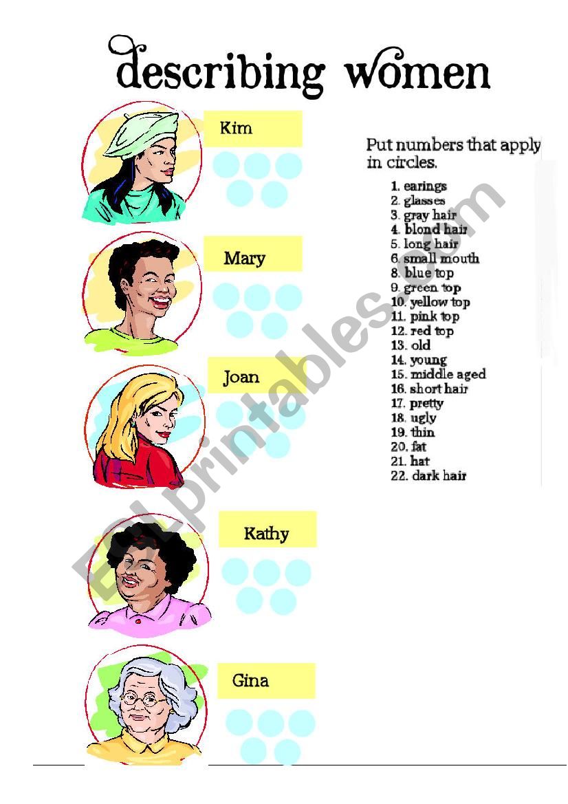 Describing Women worksheet