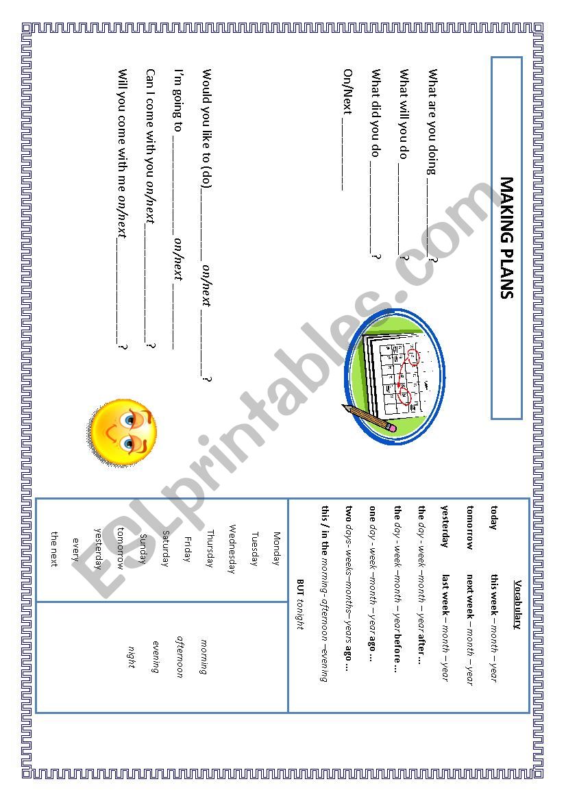 Making Plans worksheet