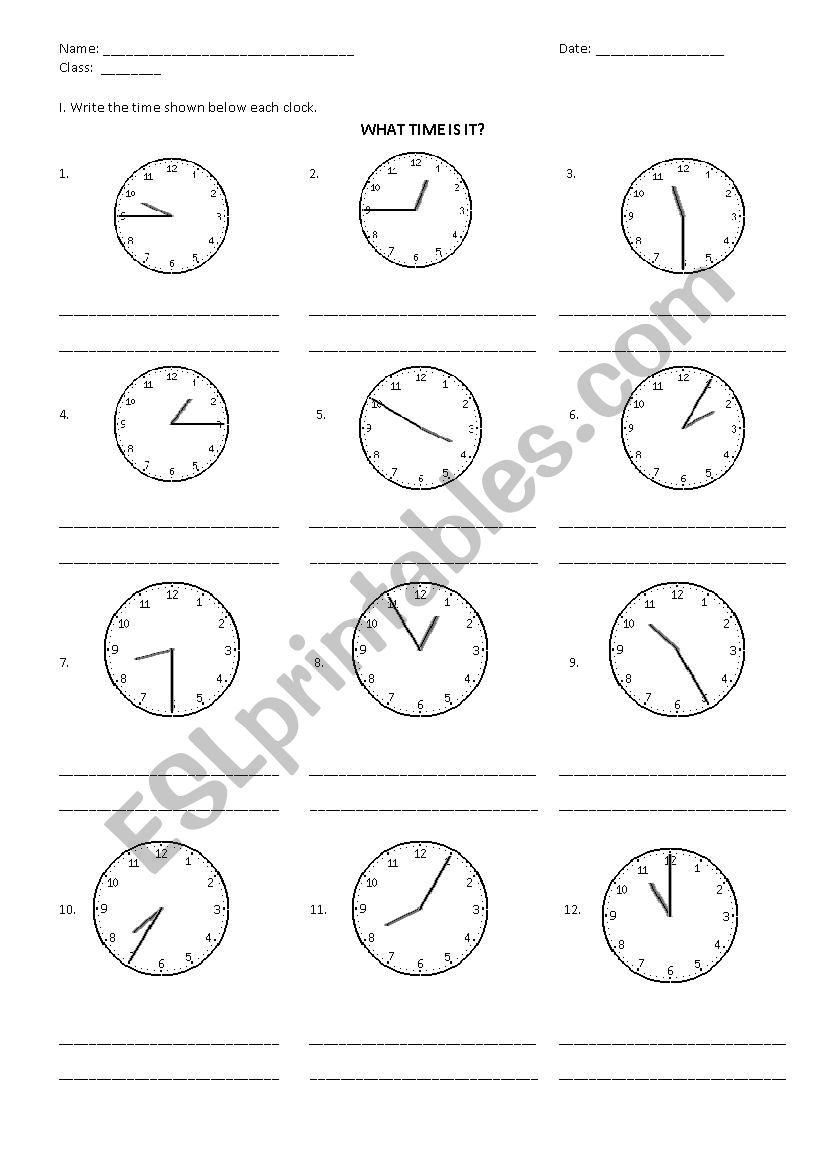 Telling the time worksheet