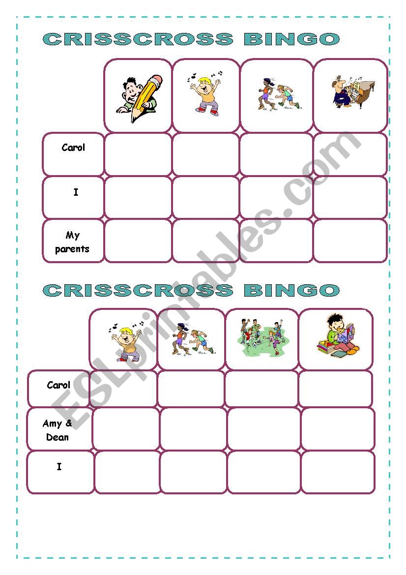 CRISSCROSS BINGO worksheet