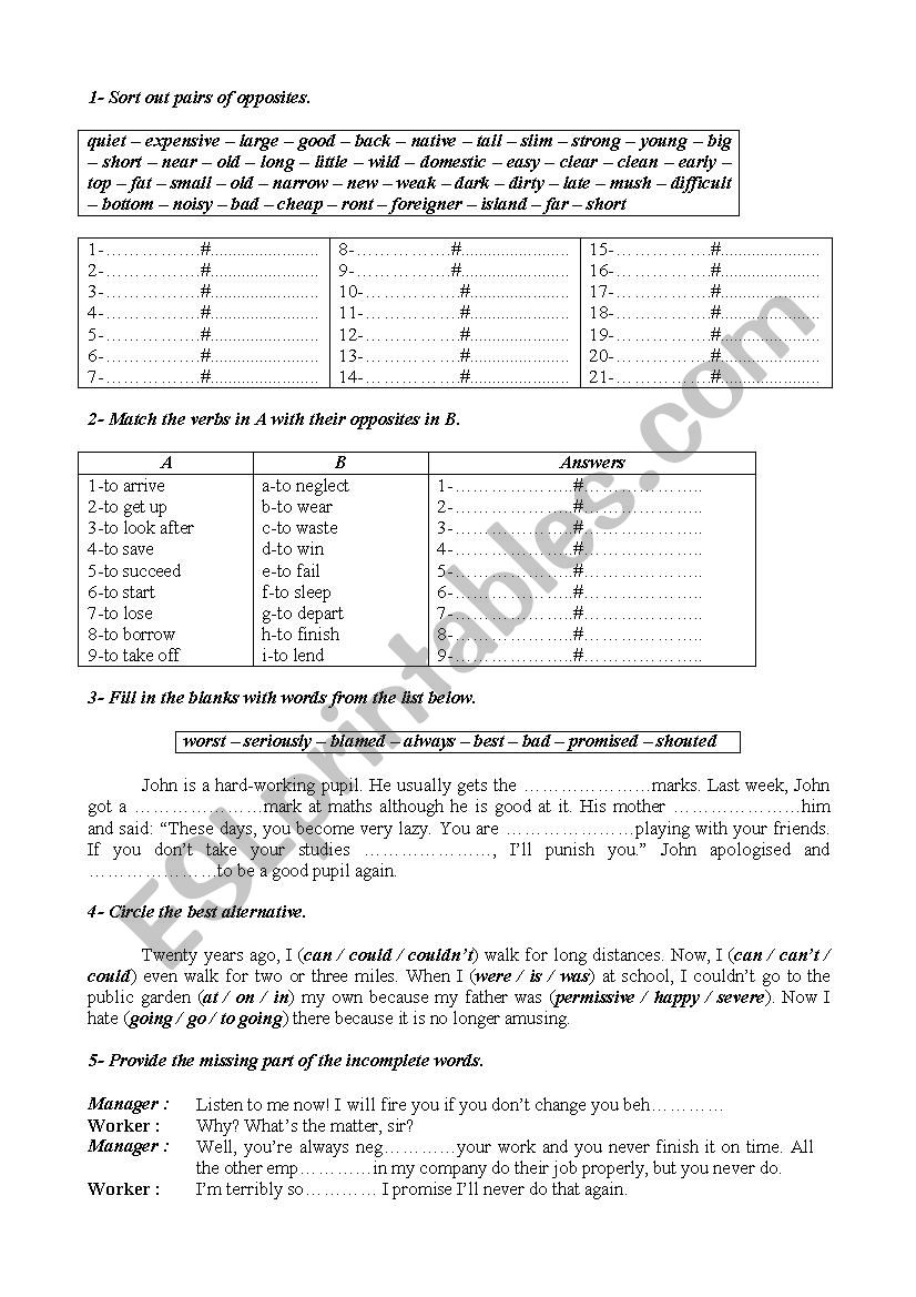 Language activities 22 worksheet