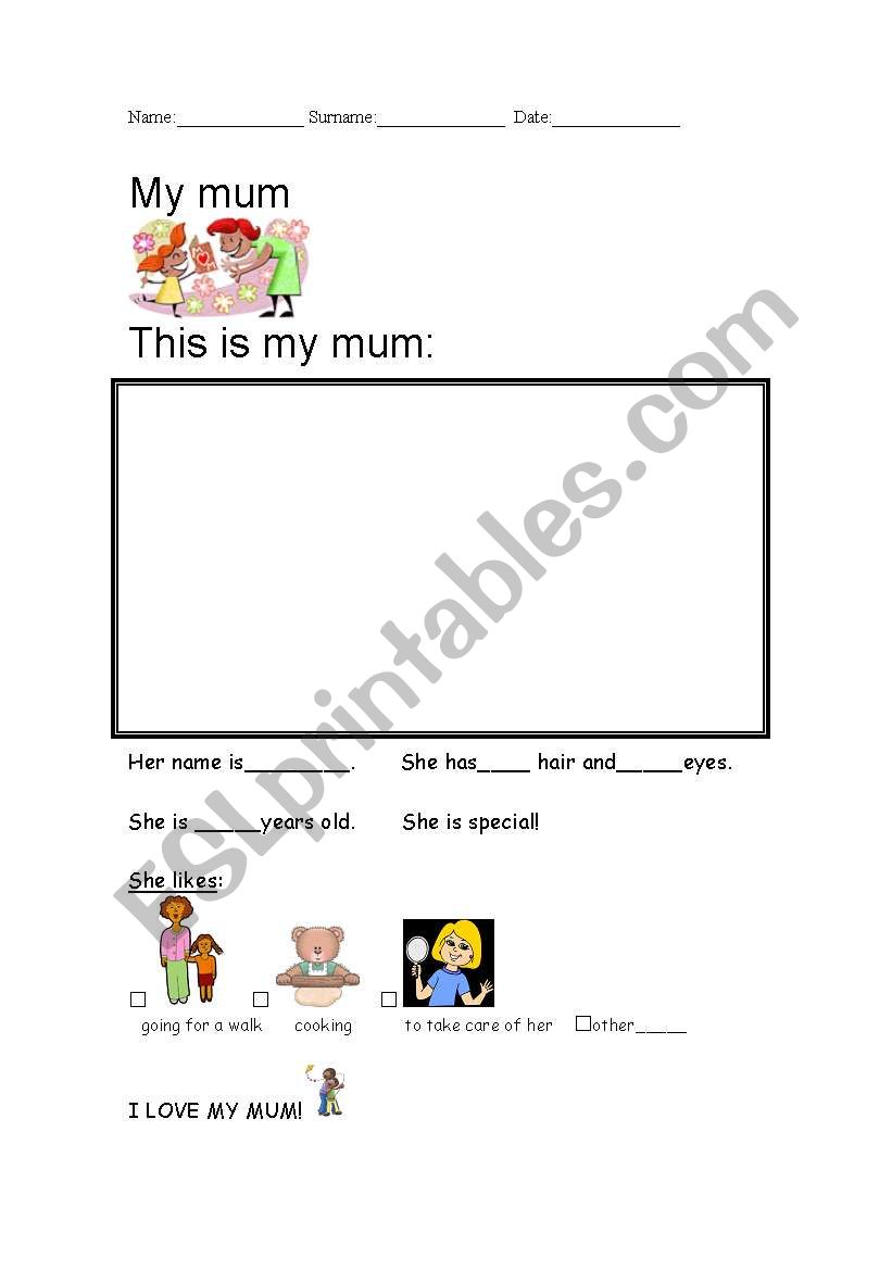 Mothers Day worksheet worksheet