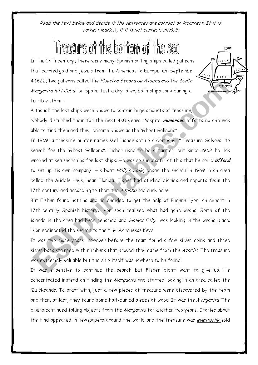 PET Reading Part 2 worksheet