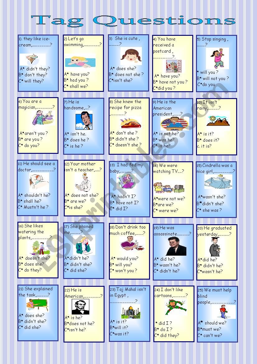 tag questions task worksheet