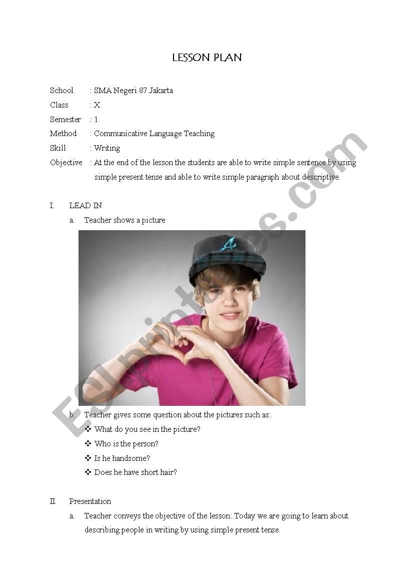 Describing people worksheet