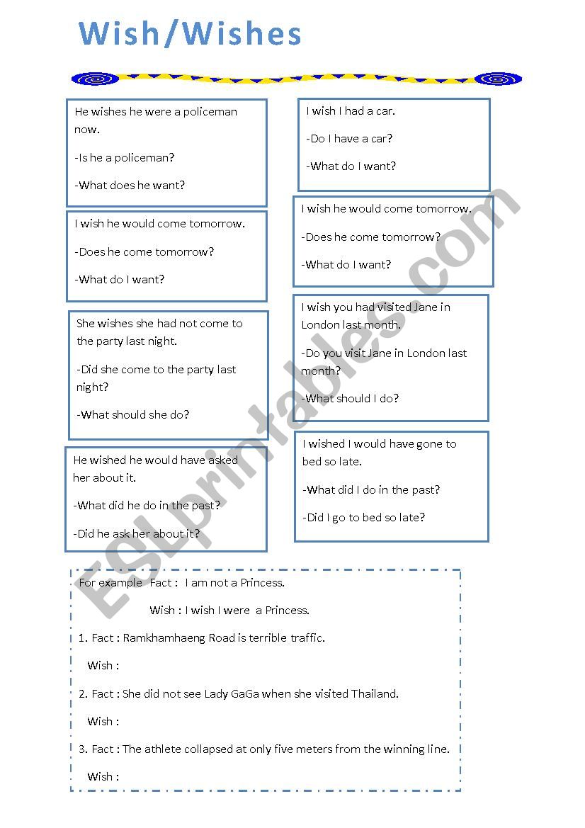 Wish worksheet