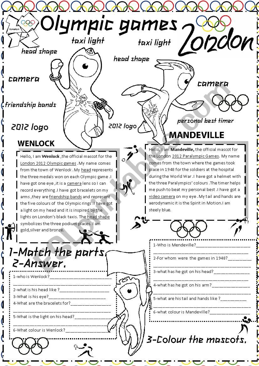 olympic games worksheet