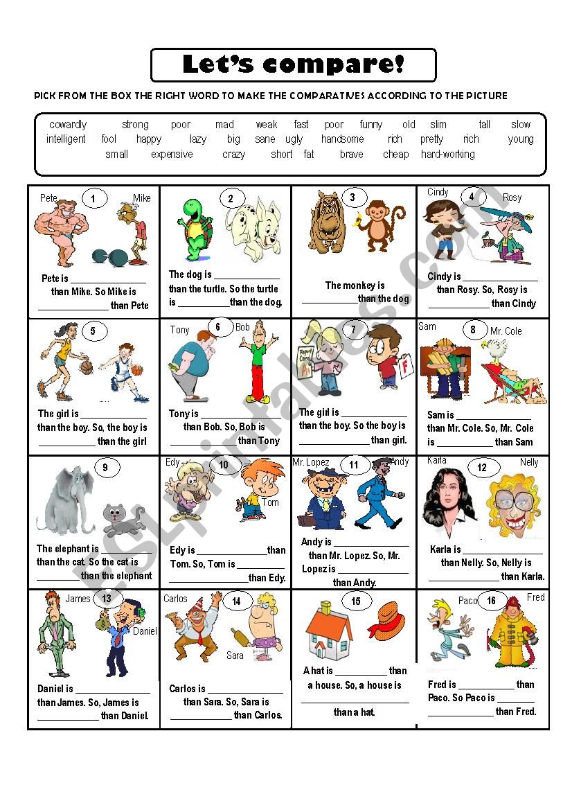 COMPARATIVES WITH OPPOSITE ADJECTIVES