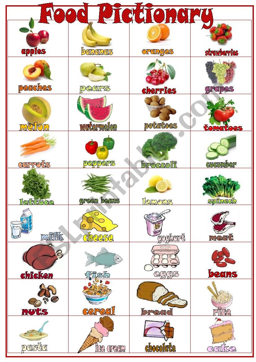 Food Pictionary worksheet