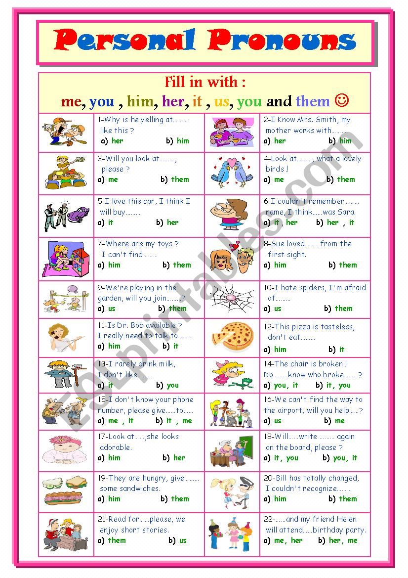 Personal Pronouns worksheet