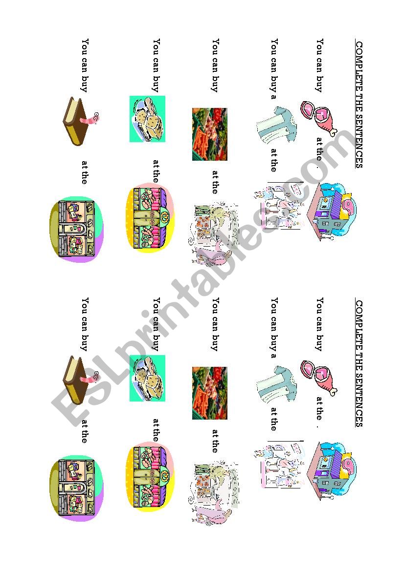 Shops worksheet