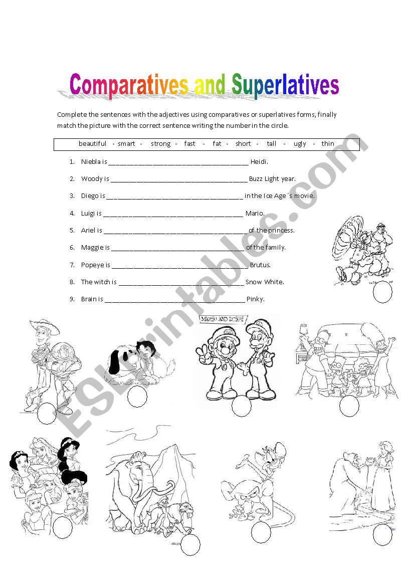 Comparatives and Superlatives worksheet