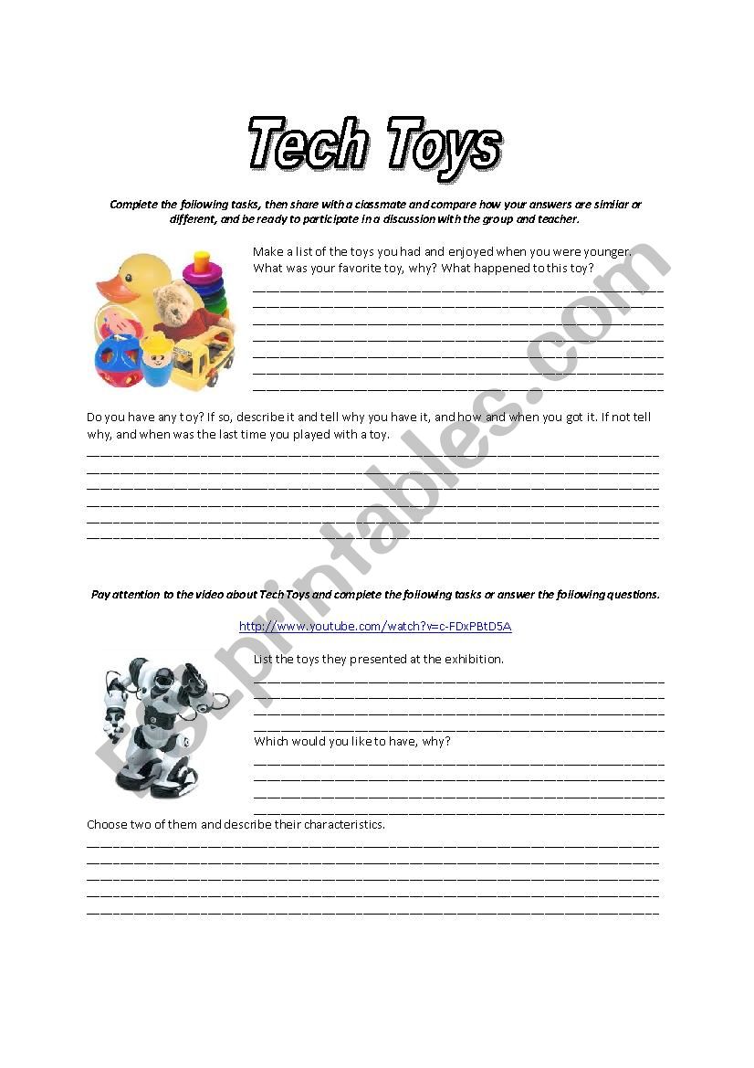 Tech Toys worksheet