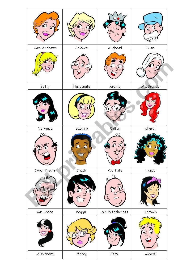 Archie Guess Who! worksheet
