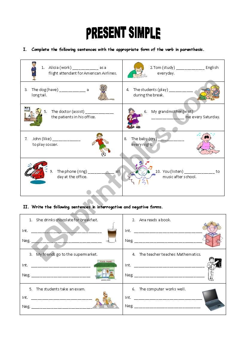 PRESENT SIMPLE worksheet