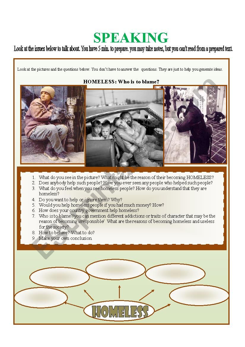 Homeless: who is to blame? worksheet