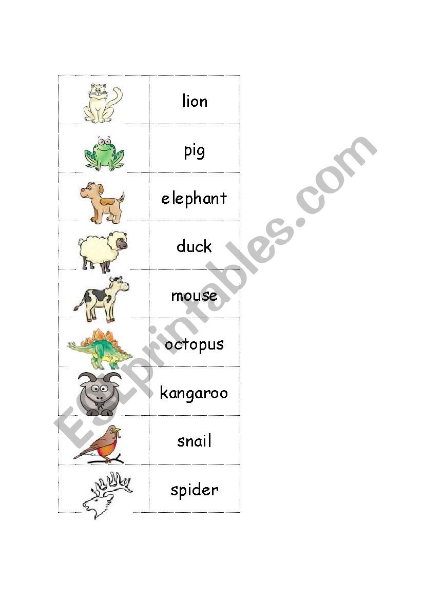 Animal Dominoes worksheet