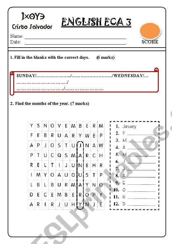 Test: days, months and ordinal numbers