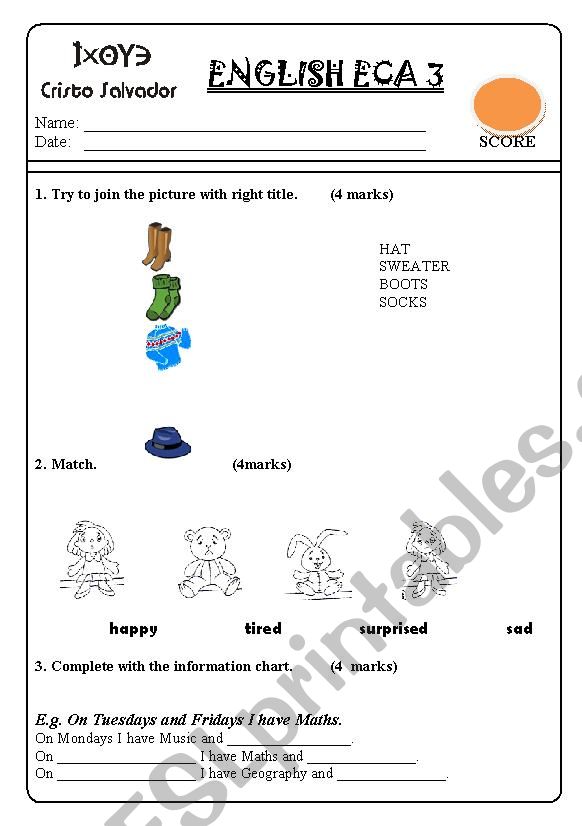 TEST WITH DIFFERENT TOPICS worksheet