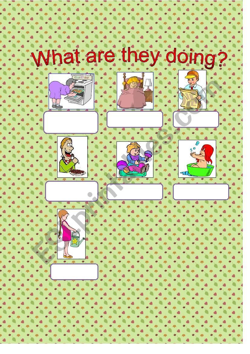 present continuous for young learner two pages with exercise