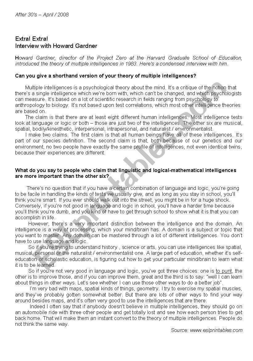 Multiple Intelligences - StudentÂ´s copy