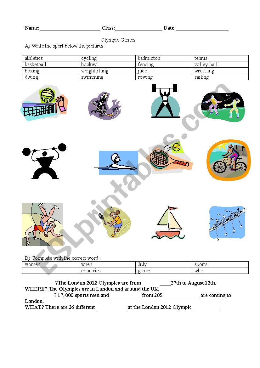 Olympic Games worksheet