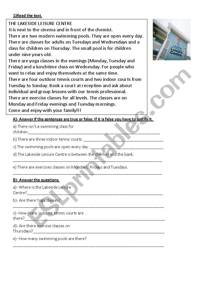 Reading comprehension worksheet