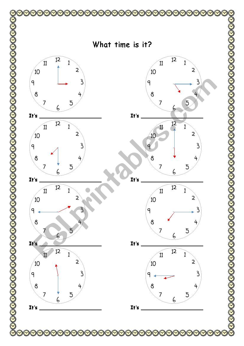 Telling the time worksheet