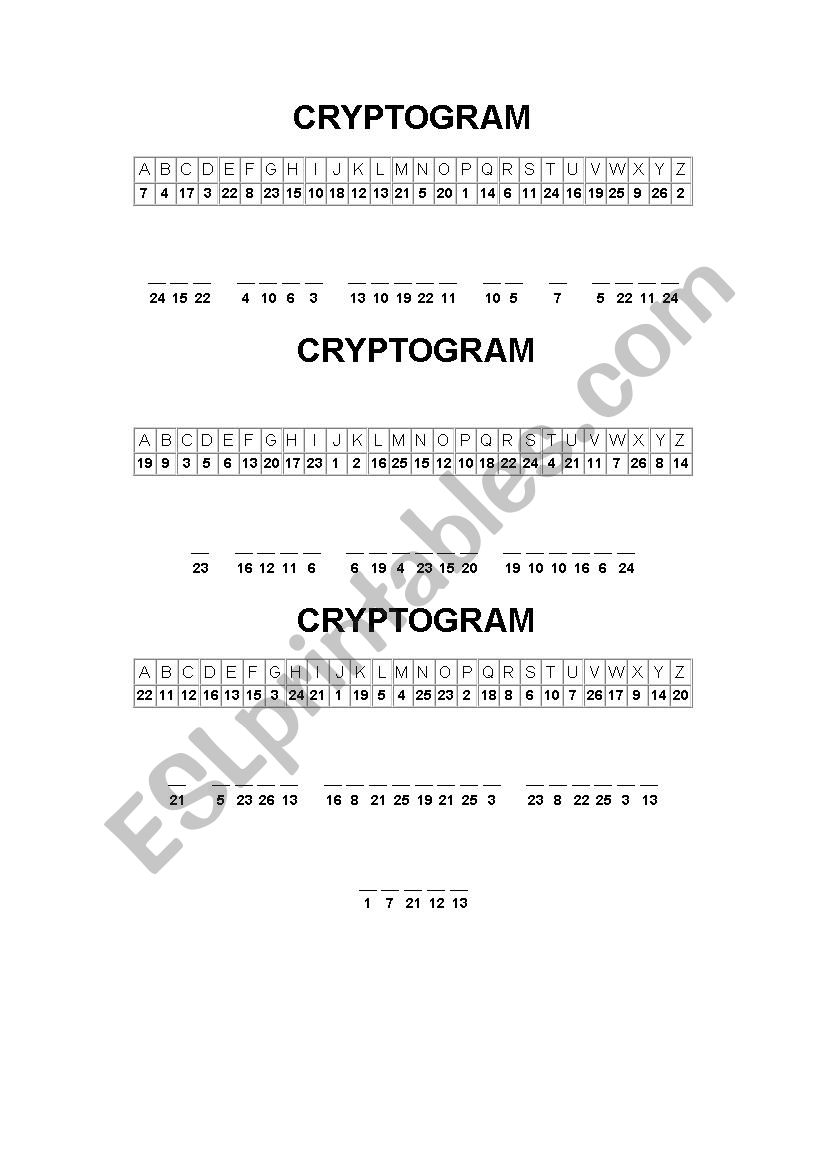 CRYPTOGRAM worksheet