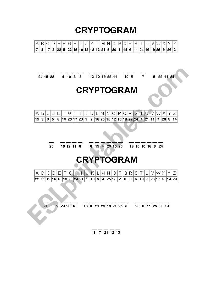 CRYPTOGRAM worksheet