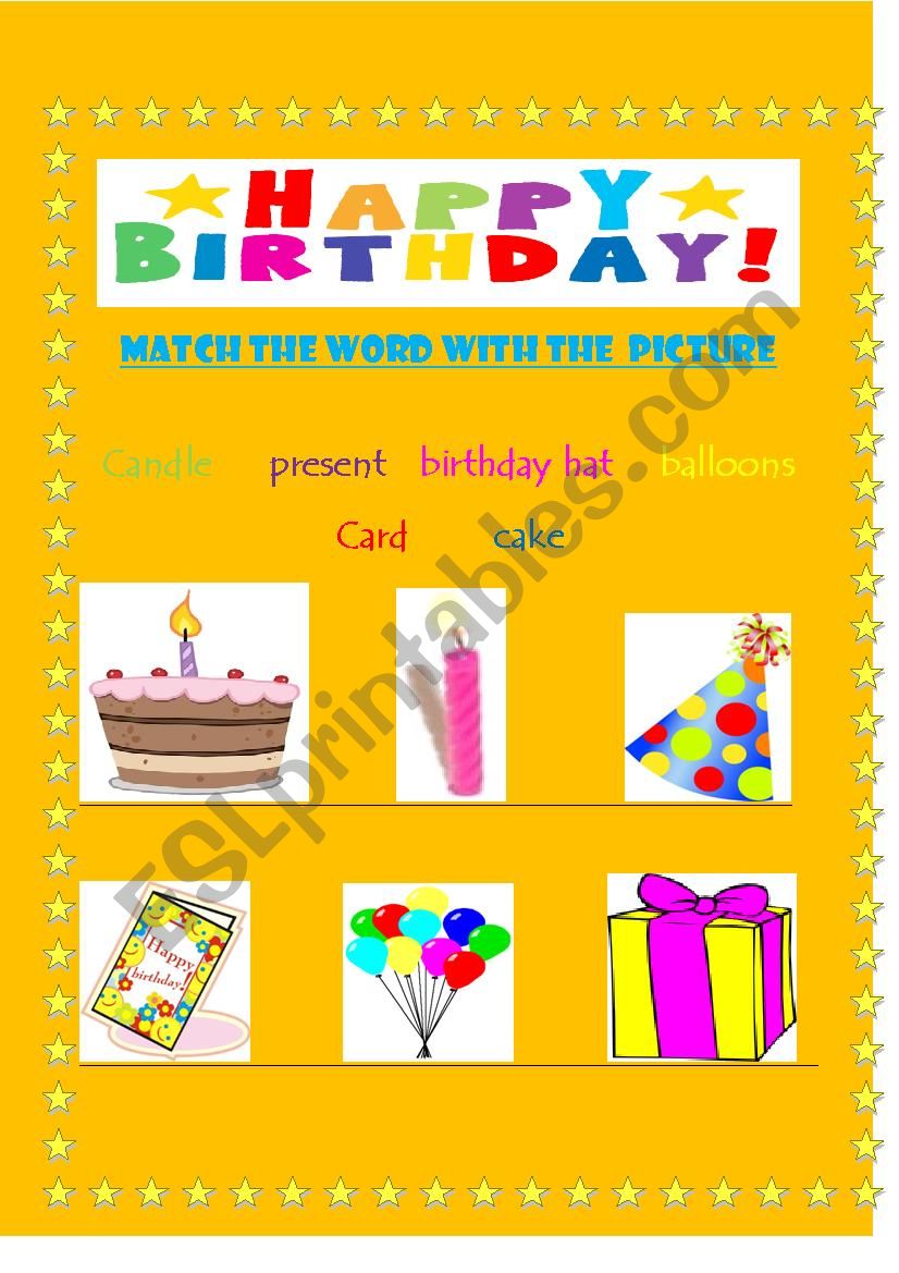 Birthday Vocabulary worksheet