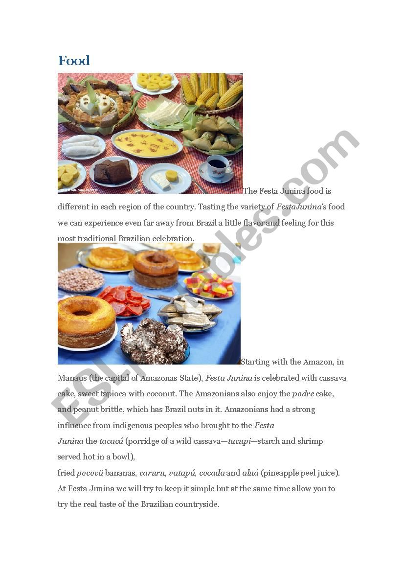 June typical foods worksheet