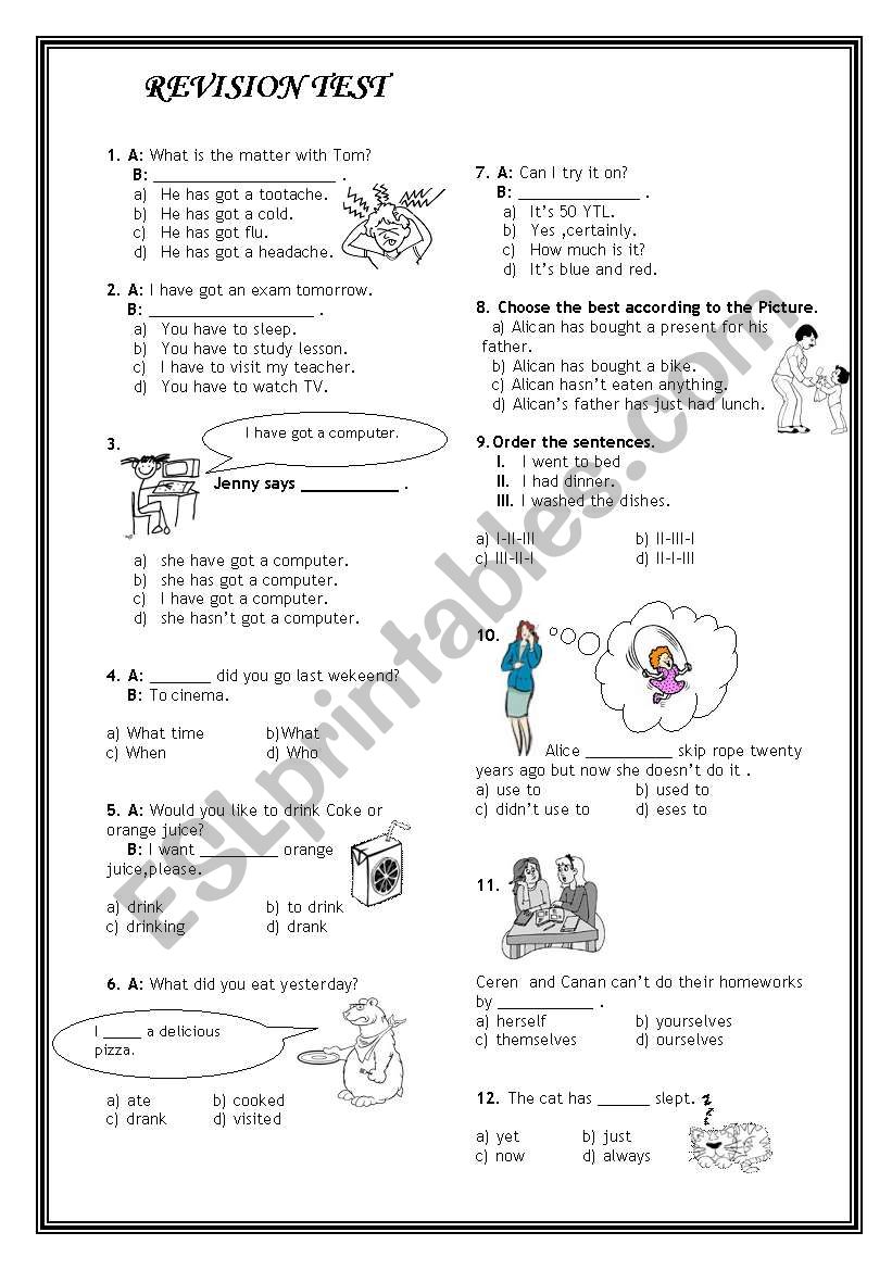 REVISION TEST worksheet