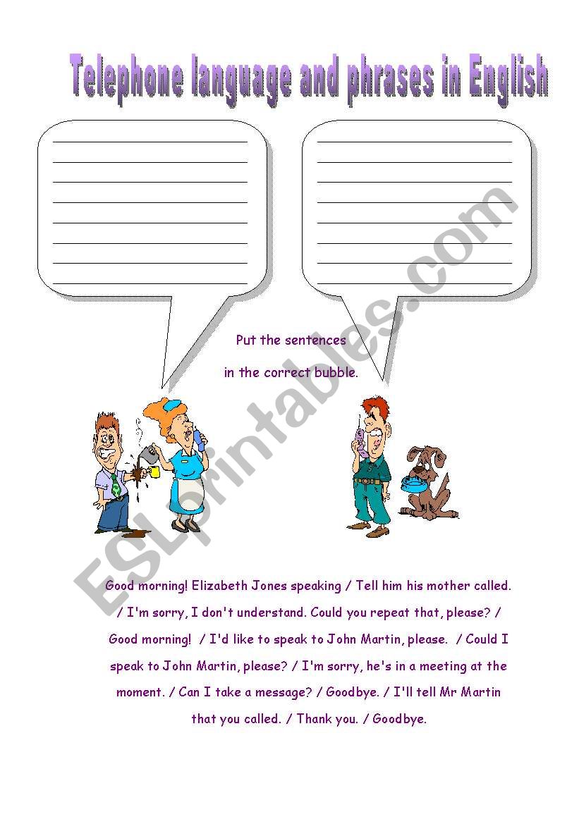 Telephone conversation worksheet