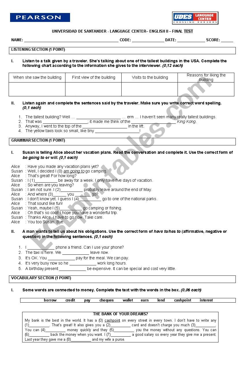 SKILLS worksheet