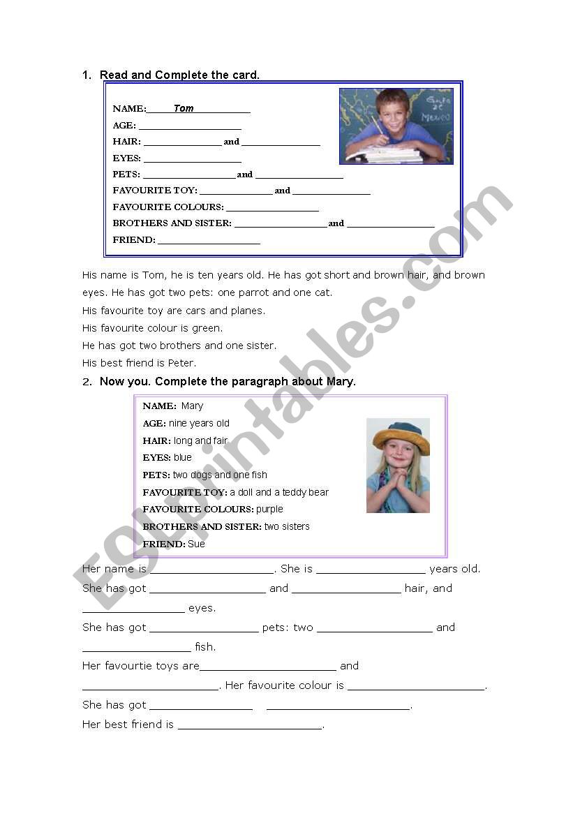 personal information worksheet