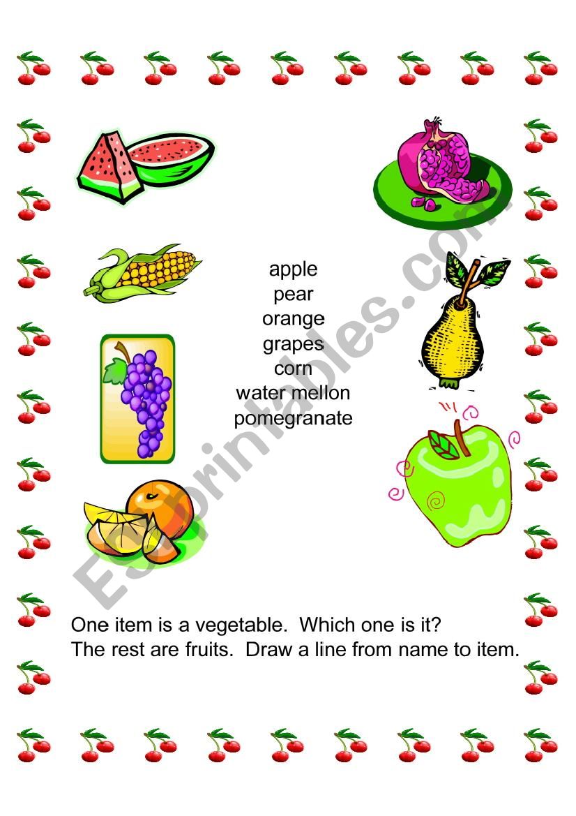 Mostly Fruits worksheet